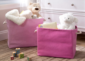 Delta Children's Pink Set (677) Rectangle Rattan Bins, Room View b1b 7