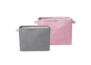 Delta Children's Pink/Grey Set (929) Rectangle Rattan Bins, Main View c2c 1