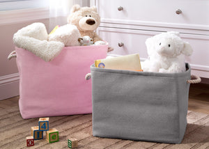 Delta Children's Pink/Grey Set (929) Rectangle Rattan Bins, Room View c1c 9