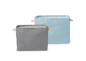 Delta Children's Blue/Grey Set (938) Rectangle Rattan Bins, Main View d2d 2