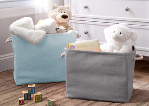 Delta Children's Blue/Grey Set (938) Rectangle Rattan Bins, Room View d1d 11