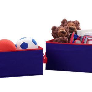 2 Piece Foldable Storage Bin Basket Box (Navy and Red) 1