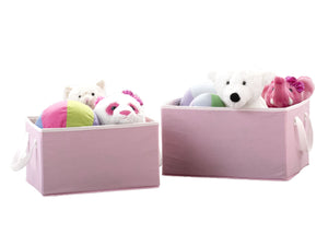2 Piece Foldable Storage Bin Basket Box (Light Pink with White 5