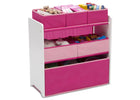 Delta Children Bianca White with Pink (130) Design and Store 6 Bin Toy Organizer, Right Silo View 3-Design and Store 6 Bin Toy Organizer
