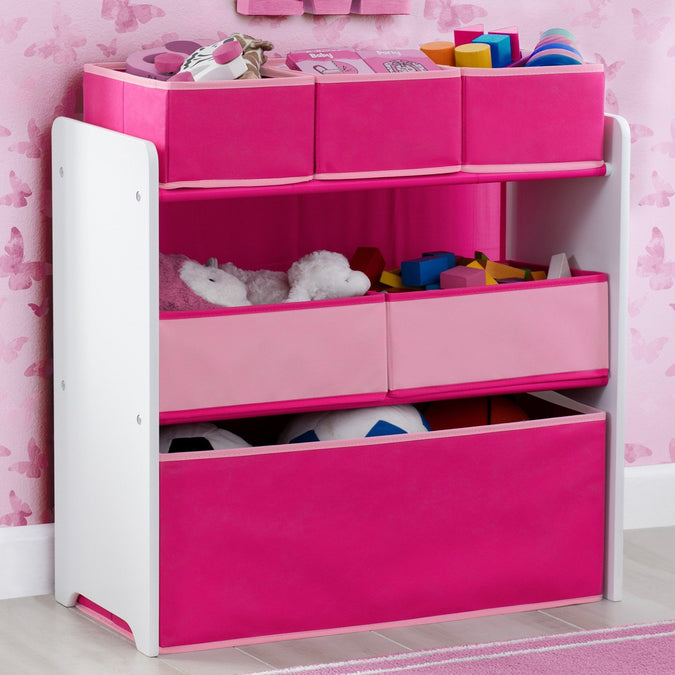Delta Children Bianca White with Pink (130) Design and Store 6 Bin Toy Organizer 5-Design and Store 6 Bin Toy Organizer