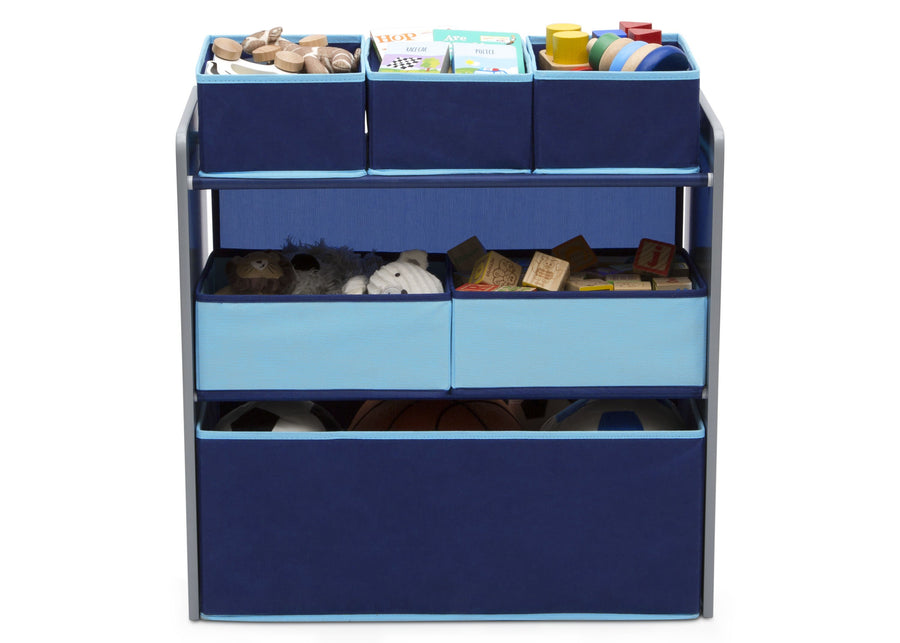 Delta Children Grey with Blue (026) Design and Store 6 Bin Toy Organizer, Front Silo View 2-Design and Store 6 Bin Toy Organizer