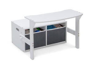 Delta Children Bianca White (130) MySize Activity Bench, Right Desk Silo View 3