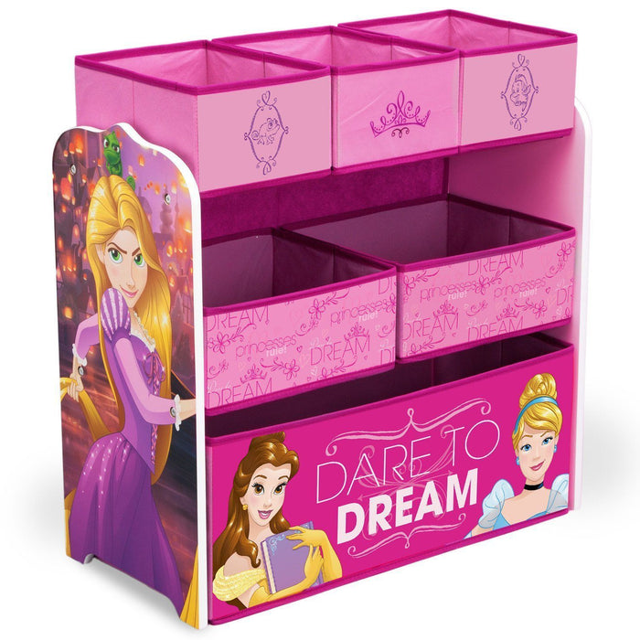 Delta Children Princess Multi-Bin Toy Organizer, Right Side View a1a 2-Princess Multi-Bin Toy Organizer