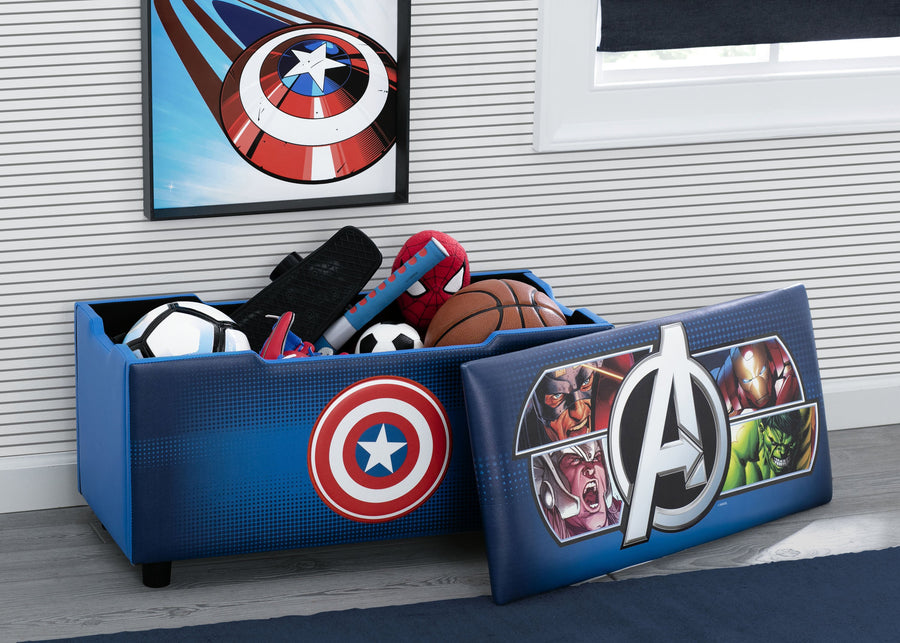 Delta Children Avengers Upholstered Storage Bench for Kids, Room View 1-Avengers Upholstered Storage Bench for Kids