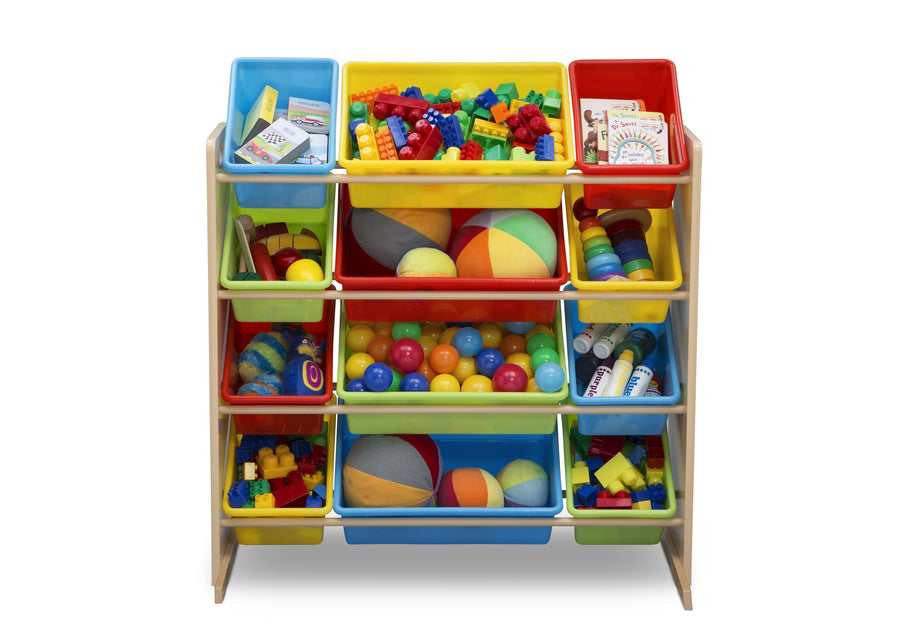 Natural and Primary Colors (1189) 8-Kids Toy Storage Organizer with 12 Plastic Bins