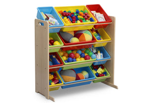 Natural/Primary Colors 12-Bin Kids Toy Storage Organizer