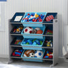 Grey (026) 18-Kids Toy Storage Organizer with 12 Plastic Bins