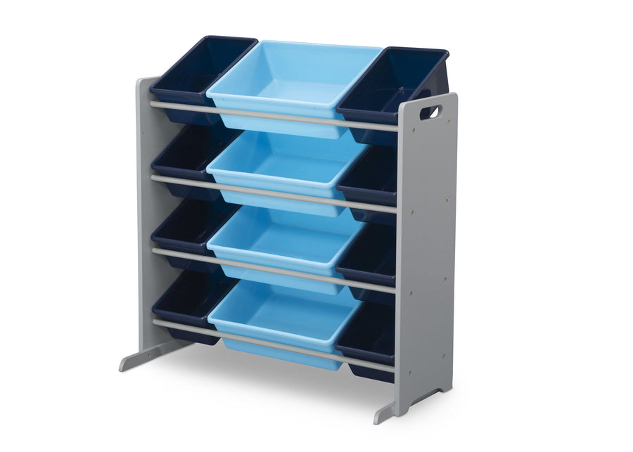 Grey (026) 15-Kids Toy Storage Organizer with 12 Plastic Bins