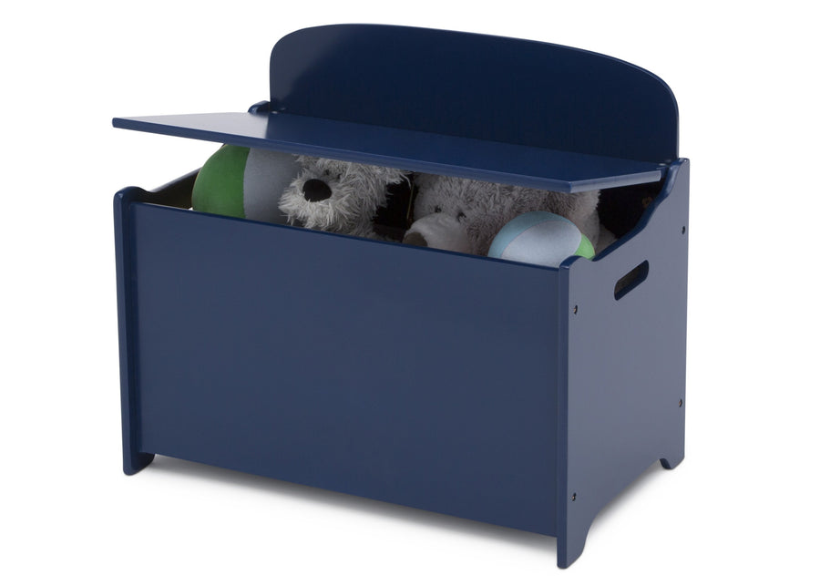 Delta Children Deep Blue (295C) MySize Deluxe Toy Box, Left Silo View with Lid Open 31-MySize Deluxe Toy Box