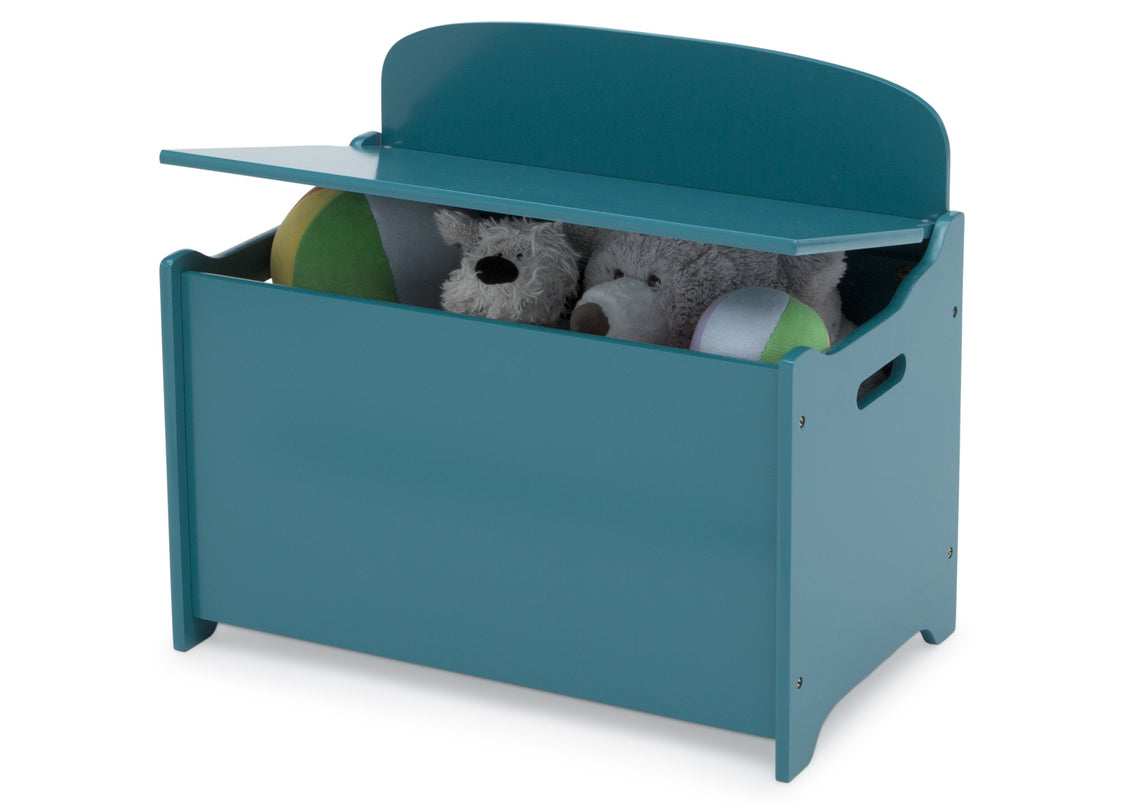 Delta Children Teal (7474C) MySize Deluxe Toy Box, Left Silo View with Lid Open