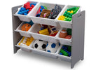 Delta Children Grey (026) MySize 9 Bin Plastic Toy Organizer, Left Angle, a2a 5-MySize 9 Bin Plastic Toy Organizer