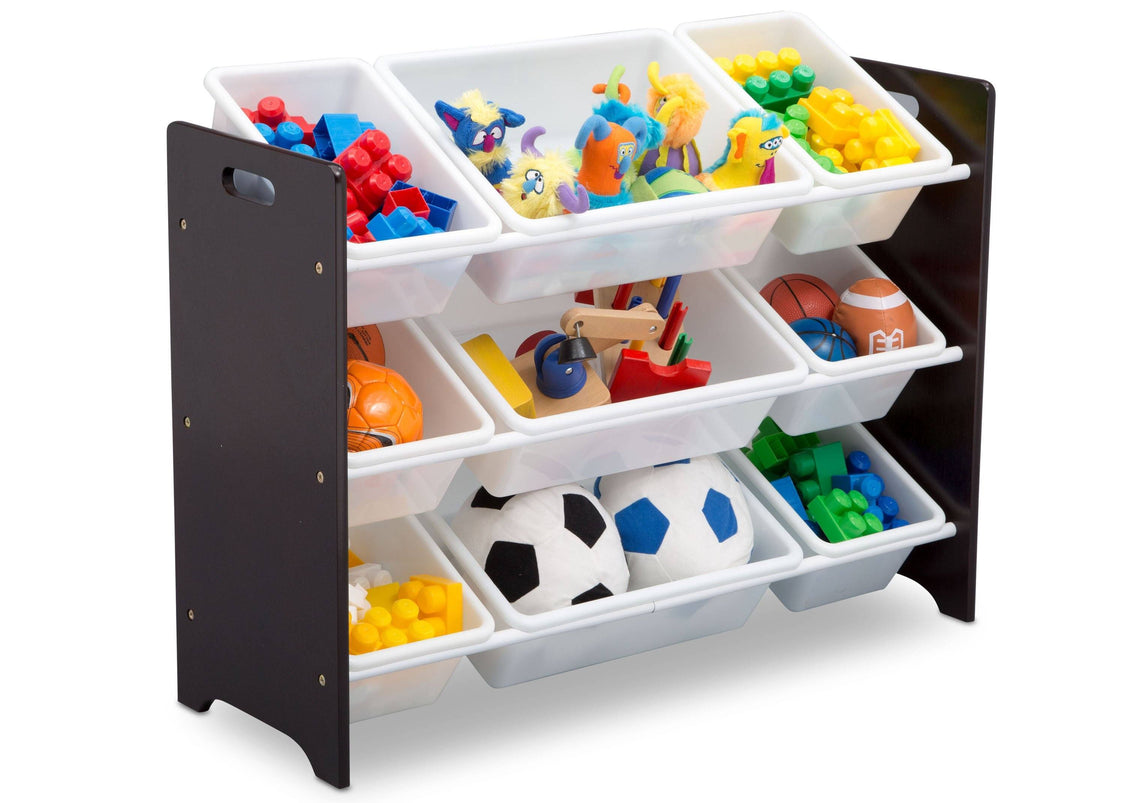 Delta Children Dark Chocolate (207) MySize 9 Bin Plastic Toy Organizer, Right Angle Detail, c2c