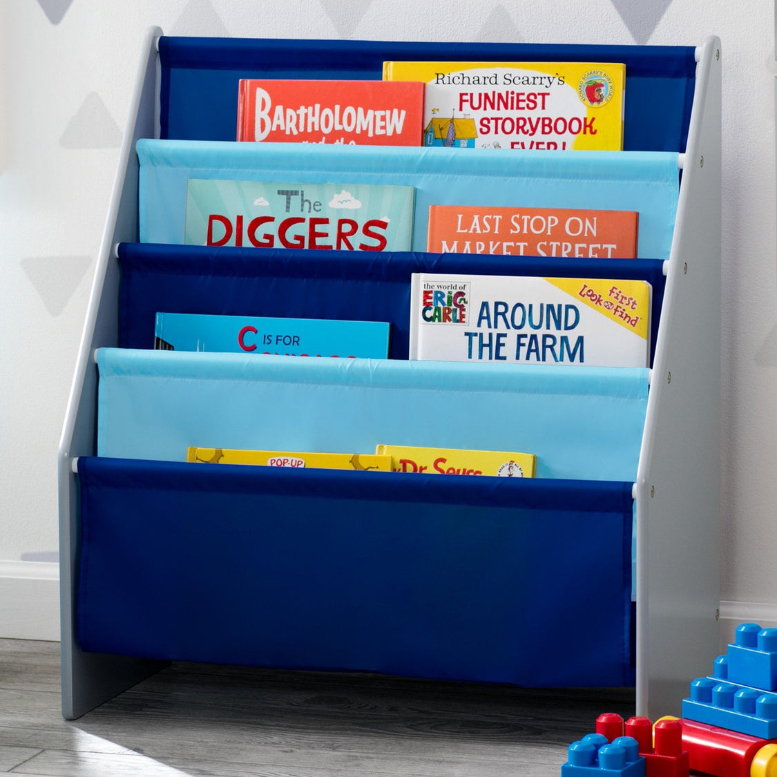 Delta Children Grey/Blue (026) Sling Book Rack Bookshelf for Kids