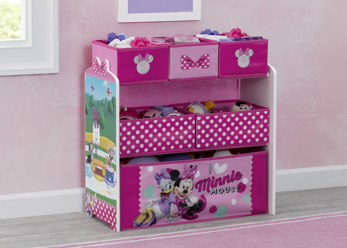 Delta Children Minnie Mouse (1063) Design and Store 6 Bin Toy Organizer, Hangtag View 0-Minnie Mouse Design and Store 6 Bin Toy Organizer