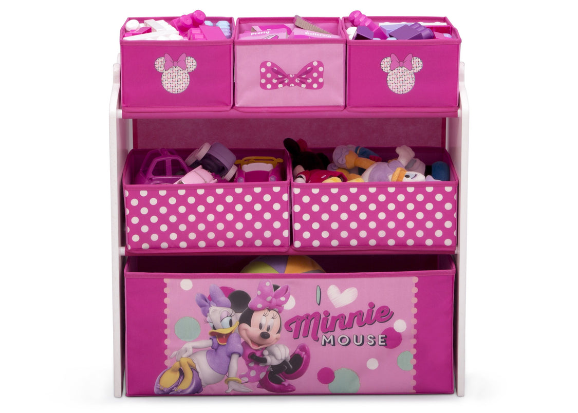 Delta Children Minnie Mouse (1063) Design and Store 6 Bin Toy Organizer, Front Silo View