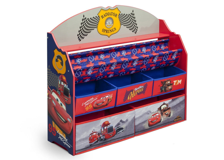 Delta Children Cars Deluxe Book & Toy Organizer Right Side View a1a Cars Heroes (1010) 1-Cars Deluxe Book & Toy Organizer