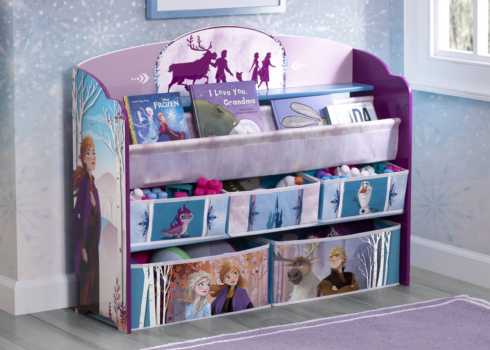 Delta Children Frozen 2 (1097) Deluxe Toy and Book Organizer, Hangtag View