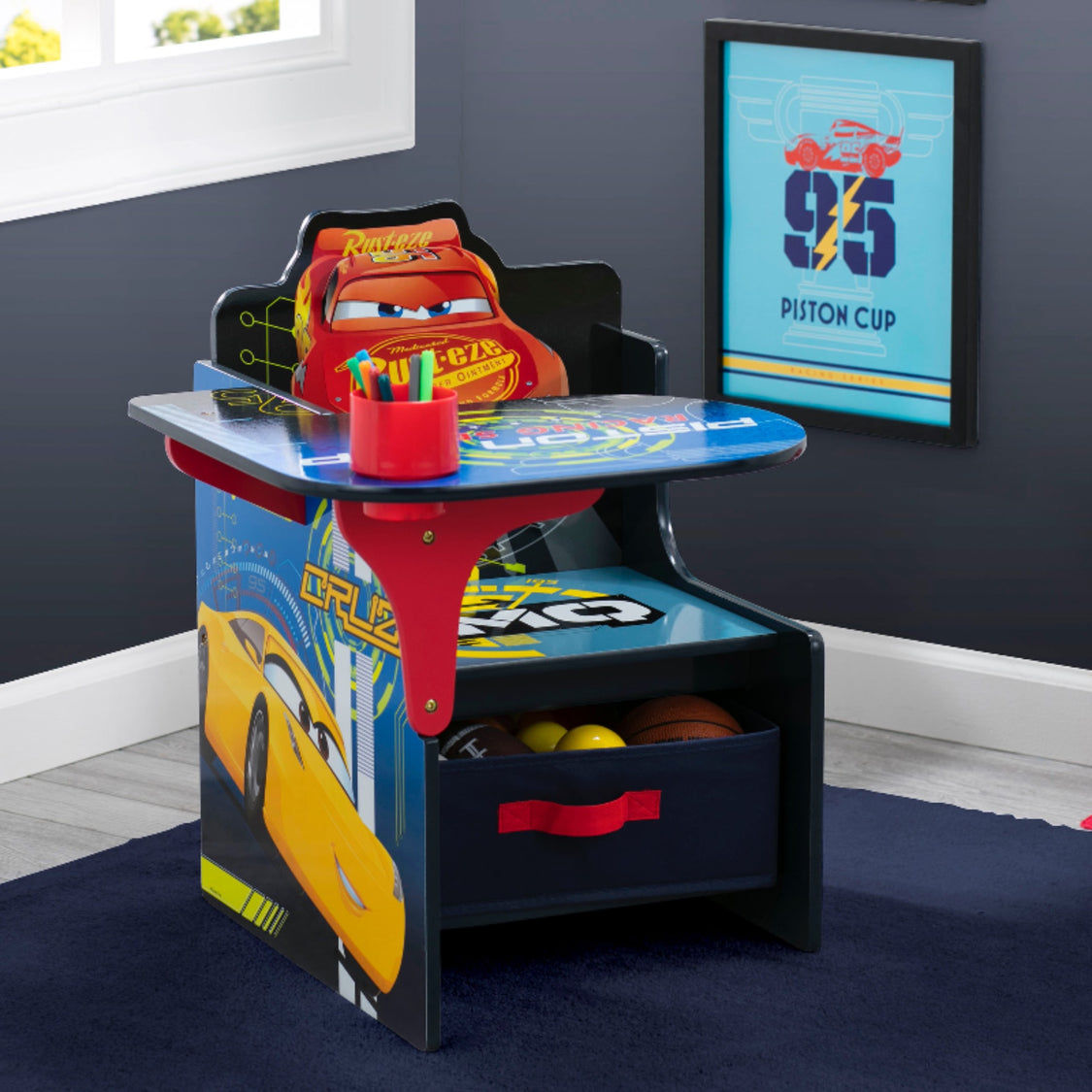 Delta Children Cars (1014) Chair Desk with Storage Bin