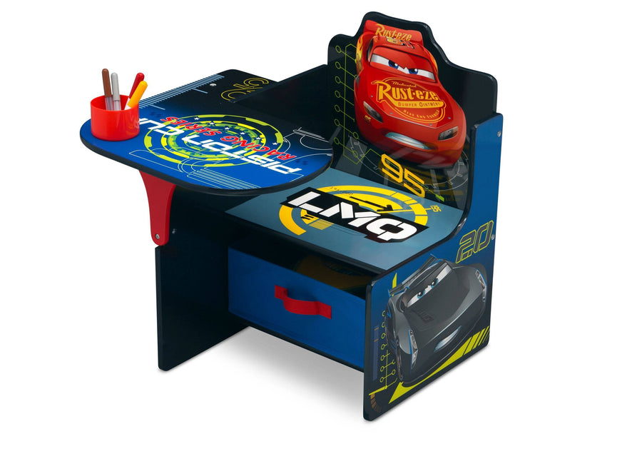 Delta Children Cars (1014) Chair Desk with Storage Bin, Left Angle, a2a Disney Cars (1014) 3-Cars Chair Desk with Storage Bin