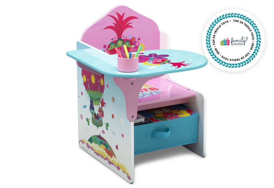 Delta Children Trolls World Tour 1177 Chair Desk with Storage Bin, Right Silo View 1-Trolls World Tour Chair Desk with Storage Bin