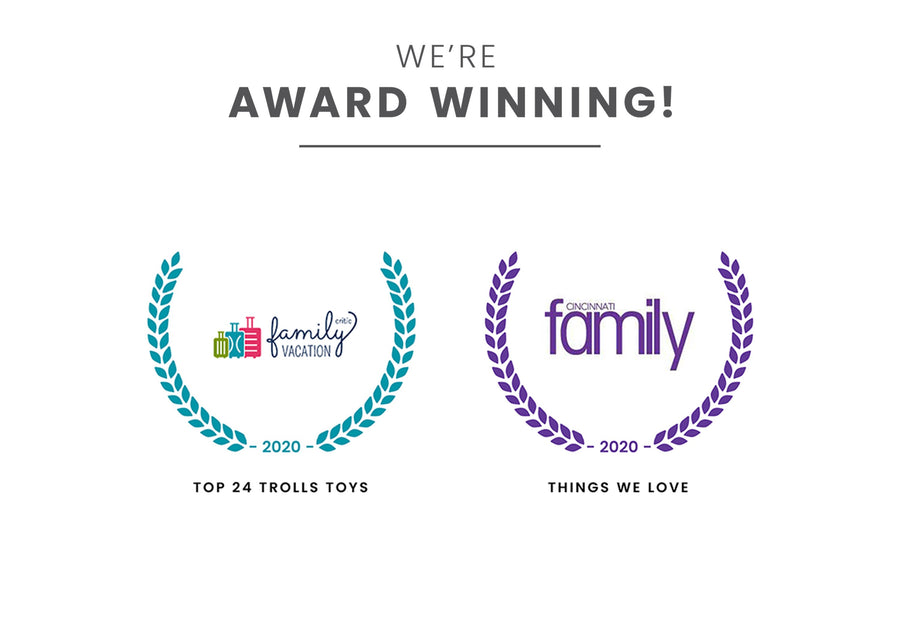 Award badges for Top 24 Trolls Toys and Things We LoveTrolls World Tour 1177 5-Trolls World Tour Chair Desk with Storage Bin