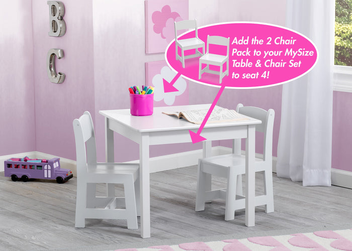 Bianca White (130) 3-MySize Wood Kids Chairs for Playroom (Pack of 2)