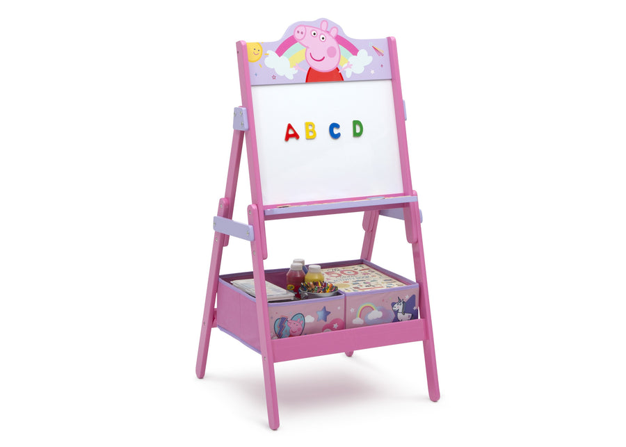 Delta Children Peppa Pig (1171) Wooden Activity Easel with Storage, Right Silo View 3-Peppa Pig Wooden Activity Easel with Storage