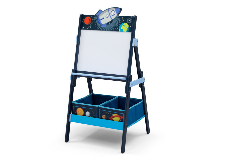Delta Children Space Adventures (1223) Wooden Activity Easel with Storage, Left Silo View 2-Space Adventures Wooden Activity Easel with Storage