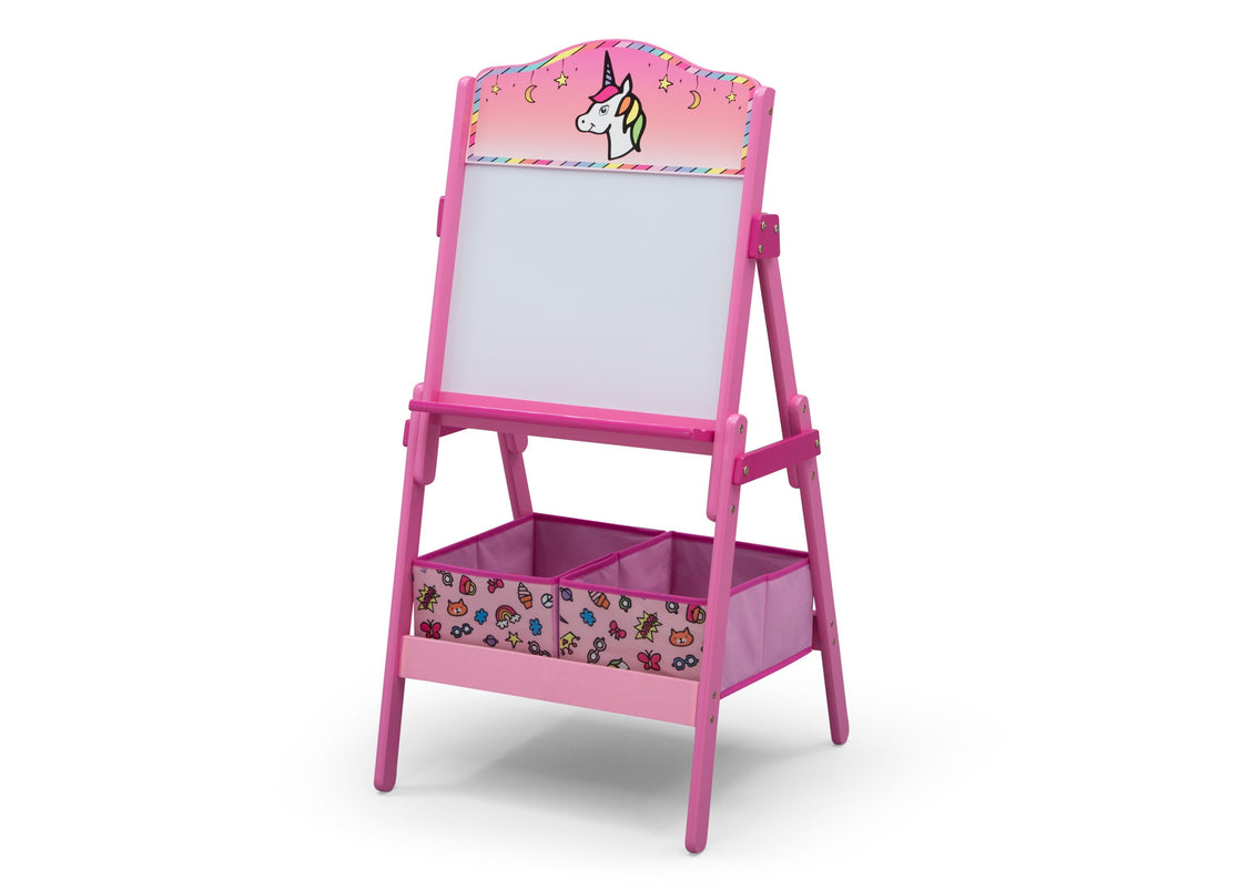 Delta Children Rainbow Dreams (1221) Wooden Activity Easel with Storage, Left Silo View