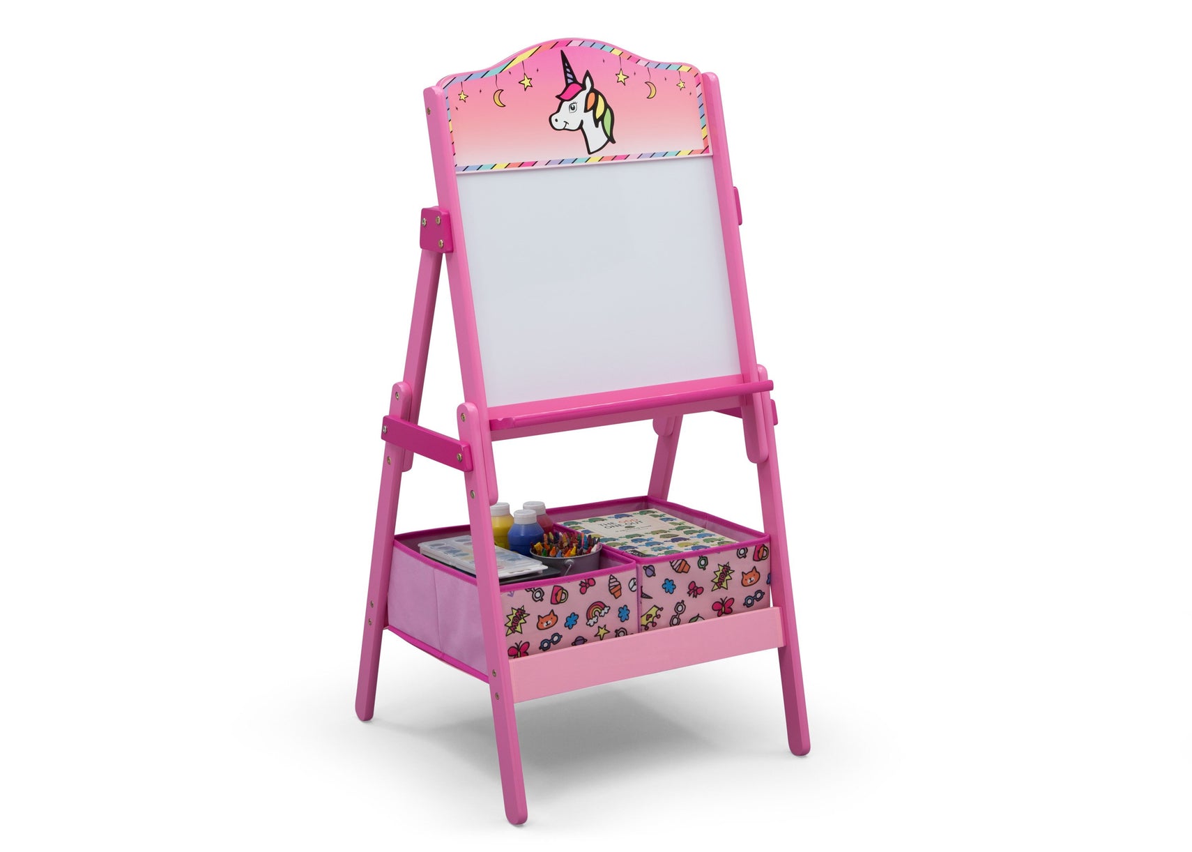 Delta Children Rainbow Dreams (1221) Wooden Activity Easel with Storage, Right Silo View