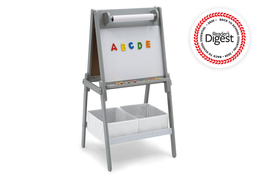 Light Grey/White 1176 6-Chelsea Double-Sided Storage Easel with Paper Roll and Magnets | Dry Erase Surface & Chalkboard Surface