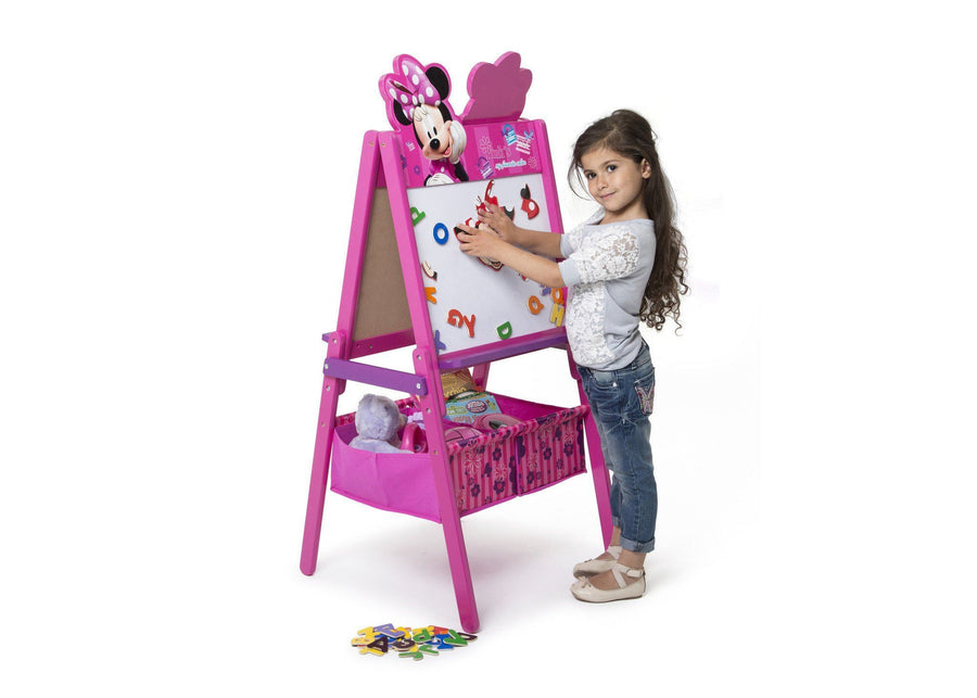 Delta Children Minnie Mouse Activity Easel with Storage, Dry-Erase Surface View with Props Minnie Mouse (1058) 5-Minnie Mouse Wooden Double Sided Activity Easel