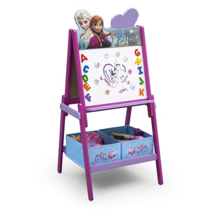 Delta Children Frozen Wooden Double Sided Activity Easel with Storage, Right View with Props a2a Frozen (1089) 14