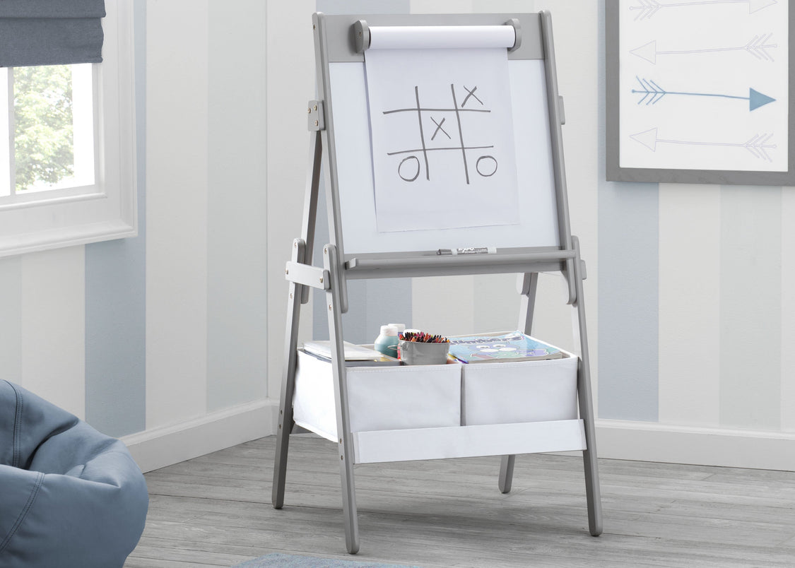 Delta Children Grey (026) Classic Kids Whiteboard/Dry Erase Easel with Paper Roll and Storage Hangtag View