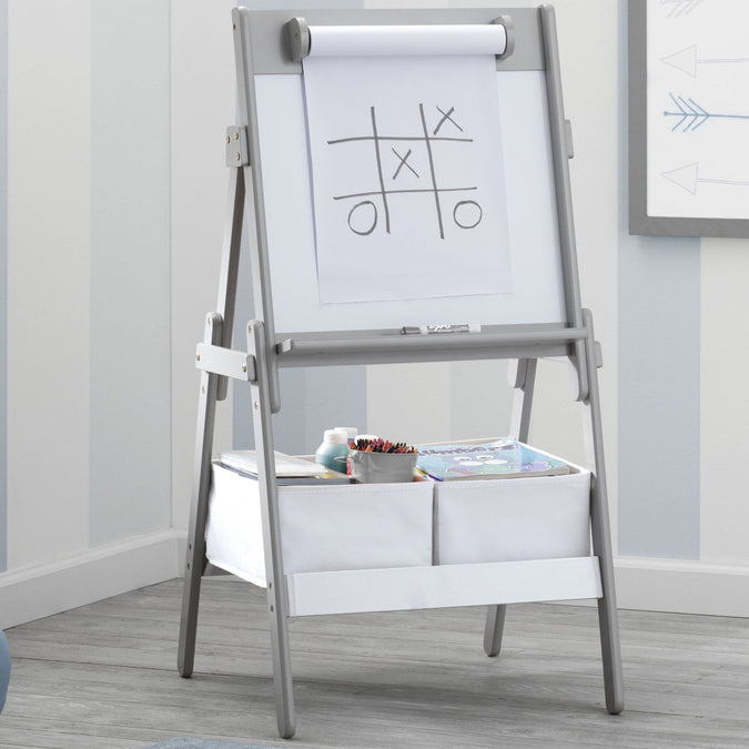 Delta Children Grey (026) Classic Kids Whiteboard/Dry Erase Easel with Paper Roll and Storage 1-Classic Kids Whiteboard/Dry Erase Easel with Paper Roll and Storage