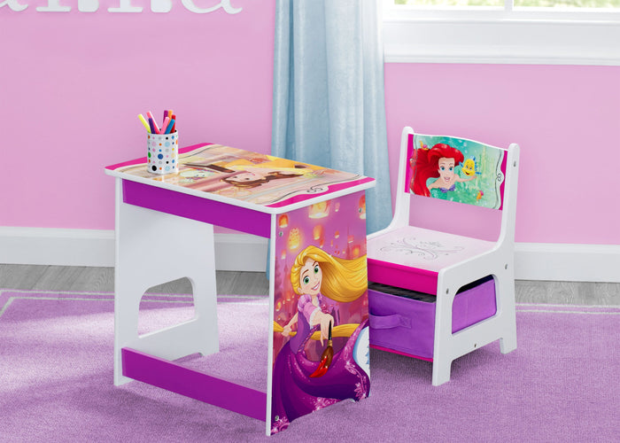 Delta Children Princess Kids Wood Desk and Chair Set, Hangtag View Disney Princess (1034) 2-Princess Kids Wood Desk and Chair Set