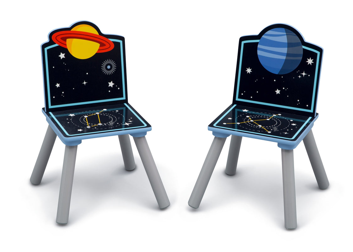 Delta Children Space Adventures (1223) Kids Wood Table and Chair Set with Storage, Chairs Detail View