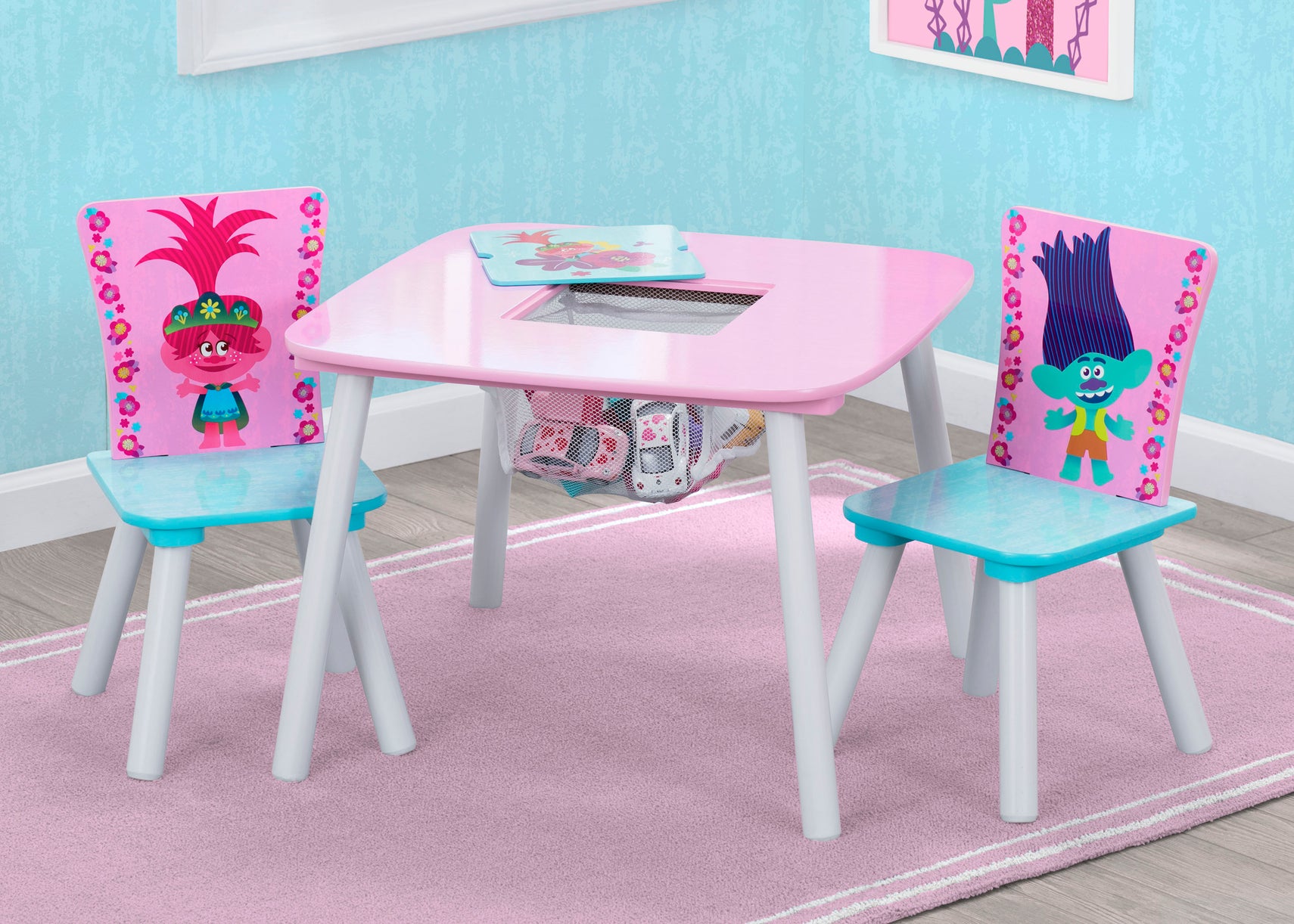 Delta Children Trolls World Tour (1177) Table and Chair Set with Storage, Hangtag View