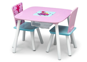 Delta Children Trolls World Tour (1177) Table and Chair Set with Storage, Left Silo View with Chairs In 6