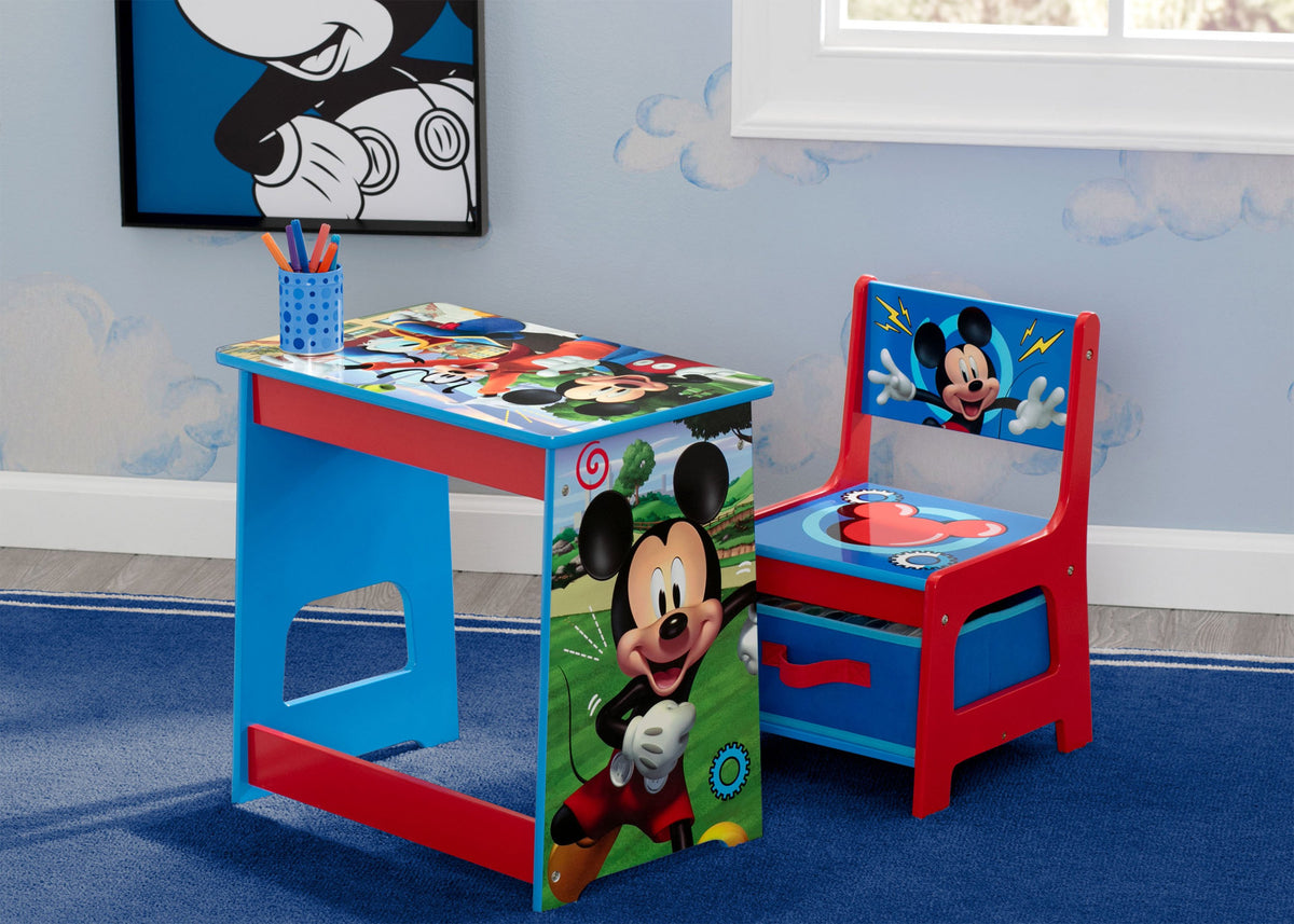 Delta Children Mickey Mouse Kids Wood Desk and Chair Set, Hangtag View Mickey Hot Dog (1054)