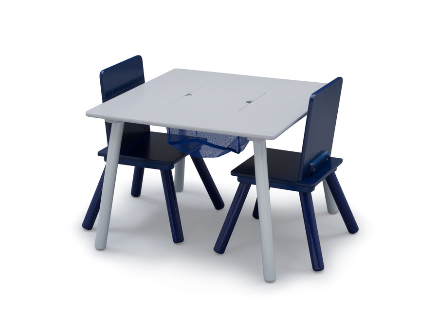 Grey (026) 4-Kids Table and Chair Set with Storage (2 Chairs Included)