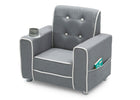 Light Grey and White (1176) 6-Chelsea Kids Upholstered Chair with Cup Holder
