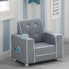 Light Grey and White (1176) 8-Chelsea Kids Upholstered Chair with Cup Holder