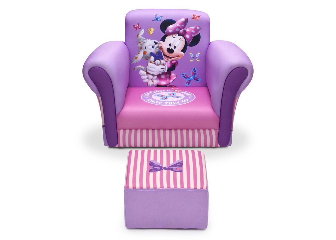 Delta Children Minnie Mouse Upholstered Chair with Ottoman, Front View