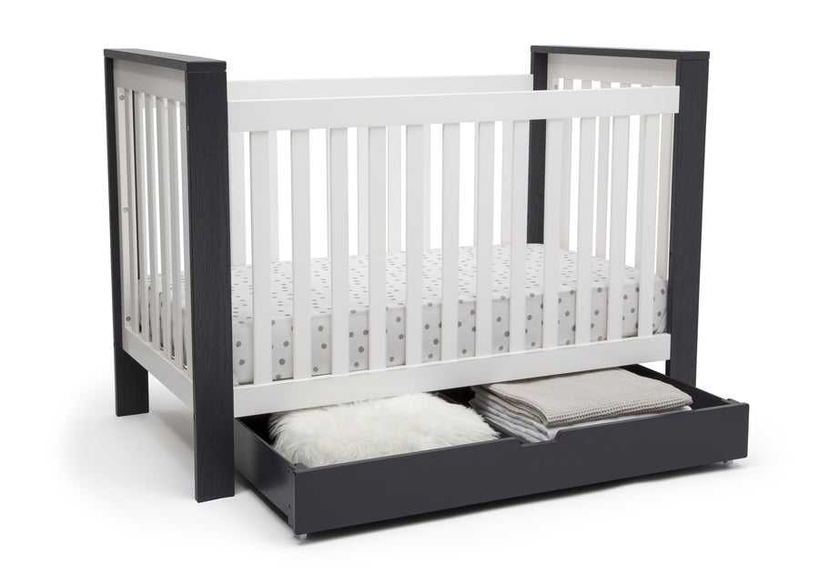 Bianca with Midnight (181) 3-Miles 4-in-1 Convertible Crib + Under Crib Roll-Out Storage